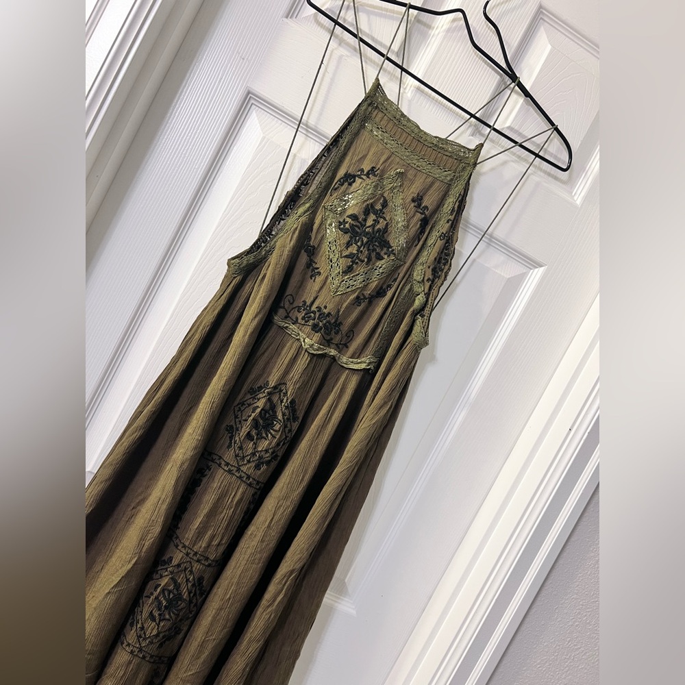 ⭐️Free People Green Diamonds In The Sky Midi Dress - Picture 6 of 10